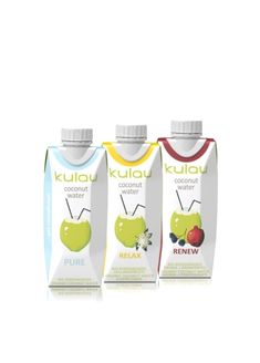 three bottles of fruit juice on a white background