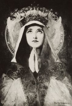 an old black and white photo of a woman wearing a crown