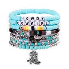 PRICES MAY VARY. Western Cowboy Heishi Bracelets Set: you will get 7 pieces surfer heishi stretch bracelets in different style. Bohemia bracelets are consist of quality vinyl disc clay beads and gold-tone beaded, No lead and nickle, lightweight and waterproof, safety to wear and easily go with your outfit Size: Dainty lucky clover stacking heishi stretch bracelets is 6.3 inch, so don't worry if it's right for you Suit for most women wrist. Cute and elegant, comfortable for wearing This Preppy He Bracelets Western, Cowgirl Bracelets, Heishi Jewelry, Clay Bead Bracelets, Western Bracelets, Turquoise Cross, Clay Bracelet, Teal Yellow, Bracelets Set