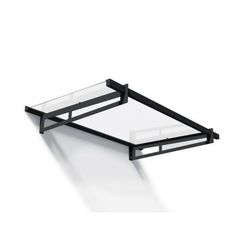 a black and white tray with a glass shelf on the bottom that has two shelves underneath it