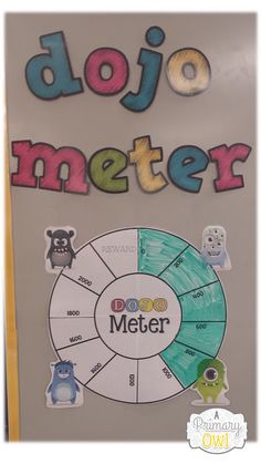 a poster with the words dojo meter written on it in different colors and shapes