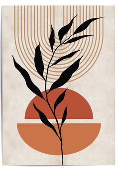 mid century boho style terracotta wall art prints Wallpiece Art, Boho Art Painting, Boho Painting, Boho Poster, Orange Wall Art, Orange Walls, Black Wall Art, Tableau Art, Black Wall