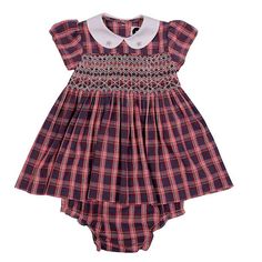 This classic tartan dress makes for the perfect festive outfit! The white Peter Pan collar is lovingly embroidered with stars and the extra wide band of hand smocking stands out beautifully from the blue and red checked fabric. Pair with some red tights and a beautiful hair accessory and join in the celebrations. Comes with matching tartan bloomers! Hand Smocking, Checked Fabric, Hand Smocked Dress, Red Tights, Beautiful Hair Accessories, Hand Smock, Sailor Dress, Tartan Dress, Smocked Dress