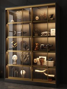 a display case filled with lots of different types of items