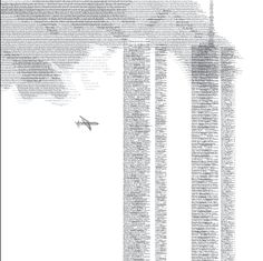 an airplane is flying through the air with words all over it