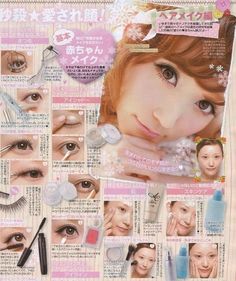 Ulzzang/Gyaru Makeup Himekaji Gyaru, Cute Eyeshadow Looks, White Eyeshadow, Makeup Step By Step