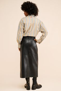 Rent Done Deal Vegan Leather Skirt from Nuuly. Pick 6 items for $98/month. Free shipping + returns. Vegan Leather Skirt, Blank Nyc, Moto Jacket, Distressed Denim, Manhattan, Leather Skirt, Cool Girl, Vegan Leather, Product Launch