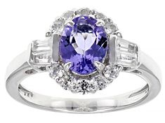 1.12ct Oval Tanzanite With 0.84ctw Baguette And Round White Zircon Rhodium Over Sterling Silver Ring. Measures Approximately 0.57"L x 0.48"W. Not Sizeable. Finished Undergallery. Baguette, Discover Your Style, Tanzanite Gemstone, Blue Tanzanite, Coral Jewelry, Latest Jewellery, Color Of The Year, Cultured Pearls, Jewelry Trends