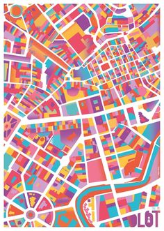 a colorful city map with lots of different colors