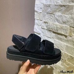 Olivia Mark - Elevate Your Style with Genuine Leather Open Toe Casual Sandals Featuring Soft Platform Soles and Velcro Closure Roman Sandals, Strap Sandals Women, Point Shoes, Mary Jane Pumps, Genuine Leather Shoes, Black High Heels, Vintage Casual, Casual Sandals, Elevate Your Style