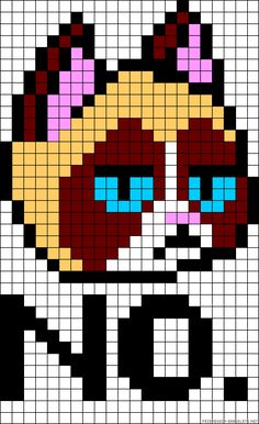 Cat Perler Beads, Perler Beads Ideas, Funny Cross Stitch Patterns, Perler Art, Pixel Art Templates, Beads Ideas