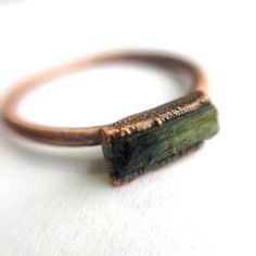 Raw tourmaline ring Green tourmaline crystal ring | Etsy Luxury Unique Electroformed Jewelry, Luxury Nature-inspired Electroformed Jewelry, Minimalist Tourmaline Gemstone Ring, Raw Gemstone Engagement Rings, Raw Tourmaline Jewelry, Tourmaline Ring Green, Raw Tourmaline Ring, Gemstone Rings Unique, Bijoux Art Deco