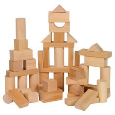 wooden blocks are stacked on top of each other