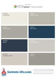 the color scheme for sheryln williams's new paint colors, which are available in