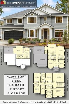 two story house plans with 3 car garages and 2 stories in the front yard