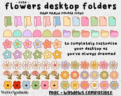 flower desktop folders with different designs and colors