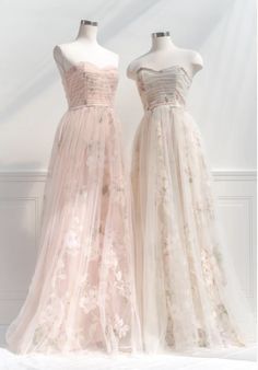 Lovely dress options for bridesmaids, wedding guests, and bridal styles Secret Garden Dress, Full Length Tulle Skirt, Pink Flower Dress, Floral Prom Dresses, Secret Dress, Pink Details, Event Dress, Garden Dress, Spring Floral Dress