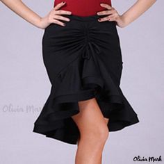 Olivia Mark - Professional Latin Fish Tail Skirt for Adults, Ideal for Training and Practice Sessions. Features an Asymmetrical Fishbone Hemline for Versatile Styling Options. Danza Latina, School Uniform Accessories, Office Work Wear, Dance Attire, Mini Skirt Style, Drawstring Dress, Fishtail Skirt, Latin Dress