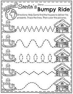 the santa's bumpy ride worksheet for children to learn how to write and