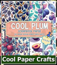 Cool Plum Scrapbook Paper: 36 Decorative Paper Sheets For Junk Journals, Scrapbooking, Decoupage, & Paper Crafts