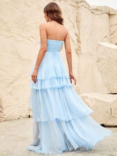 Product Code:FSWD8095 Embellishment: Chiffon Fabric: 100% Polyester Back Style: Zipper Up Fully Lined: Yes Built-in Bra: Yes Available Color: Blue Stretch: Moderate Fits true to size Imported Model Information: Height: 5' 2" Bust: 33.5'' Waist: 24“ Hips: 35.5” wearing US size Small Highschool Dance, Layered Prom Dress, Moh Dress, Blue Ruffle Dress, Wedding Party Outfits, Blue Gown, April 27, Party Outfits, Formal Dresses Prom