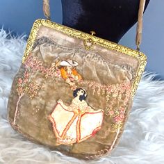 Piece Of History ! French Vibe Velvet Embroidered Handbag No Lawball Offers,It's Unique You Won't Find The Same One! Embroidered Purse, Embroidered Handbag, Vintage Velvet, Bag Lady, Purse, Velvet, Candy, History, Handbags