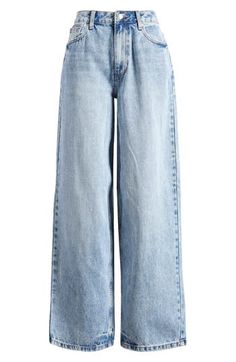 A soft acid-wash finish brings retro-cool vibes to these baggy-leg jeans constructed from comfortable nonstretch denim. Zip fly with button closure Five-pocket style 100% cotton Machine wash, line dry Imported Light Wash Baggy Jeans, Vday Outfit, Baggy Wide Leg Jeans, Jeans Light Blue, Light Jeans, Cute Jeans, Baggy Pant, Jeans Light, Acid Wash