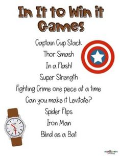 a captain america poster with the words in it to win it games and a watch