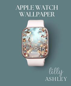 the apple watch wallpaper is displayed on a blue and white background with text overlay