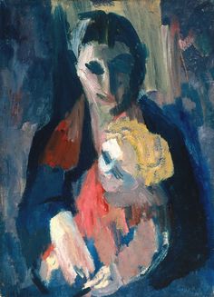 a painting of a woman holding a baby