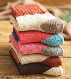 5 PAIRS of Wool Blend Vintage Style, Thick, Warm and Cozy Crew Socks - davlina Thick Wool Socks, Color Checker, Cashmere Socks, Vintage Patchwork, Winter Socks, Wool Socks, Knitting Accessories, Cool Socks, Cotton Socks