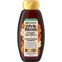 Whole Blends Ginger Recovery Strengthening Shampoo - Garnier Garnier Whole Blends, Garnier Hair Color, Whole Blends, Hair Color Brands, Honey Ginger, Shampoo Reviews, Ginger Extract, Weak Hair, Hair Care Regimen