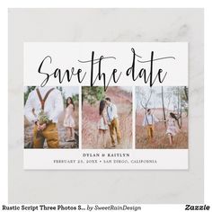 save the date card with four photos