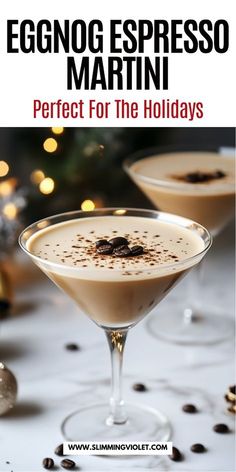 Craving a bold holiday drink? An eggnog espresso martini is a rich, energizing cocktail with a festive twist. Save this pin for a holiday cocktail that’s sure to impress at your next gathering! Espresso Eggnog Martini, Eggnog Panna Cotta With Spiked Cranberry Sauce, Holiday Espresso Martini Recipe, Frangelico Espresso Martini, Christmas Cocktails Eggnog, Egg Nog Espresso Martini, Egg Nog Martini Recipe, Eggnog Cocktails Rum, Cocktails With Eggnog