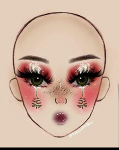 Alt Christmas Makeup, Elf Makeup Looks Christmas, Creative Christmas Makeup Ideas, Christmas Eye Looks, Christmas Make Up Looks, Creative Christmas Makeup Looks, Christmas Glam Makeup, Christmas Makeup Looks Simple, Christmas Makeup Art