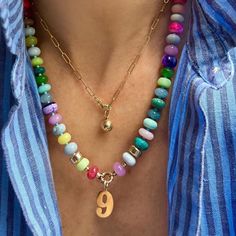 This eye-catching necklace features a rainbow of opal, chrysocolla, chalcedony and moonstone. With turquoise spaced between each chunky gemstone, it is just a dream combination, creating a fun and lively look. Finished with 14K gold rondelles, this piece will add a hint of sophistication. Layer on additional chains and Colorful Necklace Beads, Chunky Gemstone Necklace, Handmade Beaded Necklaces Design, Chunky Necklace Outfit, Unique Jewelry Inspiration, Summer Jewelry Diy, Necklace Trends, Colorful Beaded Necklace, Gold Gemstone Necklace