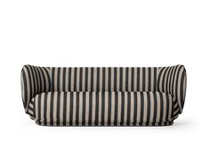 a black and white striped couch on a white background