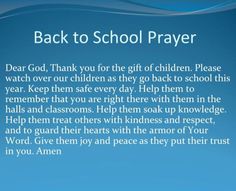 a blue background with the words back to school prayer