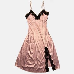 Victorias Secret Lace And Satin Slip In Pink/Black - Condition: Nwts - Polka Dot Design - Lace Detail Victorias Secret Clothes, Slip Dress Sleepwear, Slip Dress Aesthetic, Vintage Victoria Secret Slip Dress, Short Slip Dress, Victoria Secret Dress, Fashion Dress Up Games, Cami Slip Dress