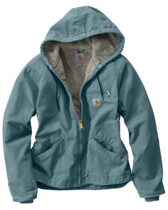 Carhartt Women's Sandstone Sierra Sherpa Lined Jacket, Steel Blue Cotton Outerwear With Ribbed Cuffs, Carhartt Women Outfits Jackets, Carhartt Women's Outfit, Women In Their 20s, Autumn Jacket Women, Sherpa Lined Jacket, Outfits Jeans, Carhartt Womens, Carhartt Women