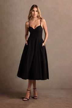 The Doris Strappy Midi Dress is a versatile piece that can be dressed up or down depending on the occasion. The straps are adjustable, allowing you to customize the fit to your liking, while the midi length offers coverage and comfort. Flowy Black Midi Dress, Black Formal Dresses, Atelier Dress, Strappy Midi Dress, Black Dress Formal, Black Formal, Dreamy Dress, Black Midi, For Your Party