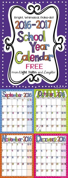 the 2013 - 2016 school calendar is shown in three different colors and font, as well as