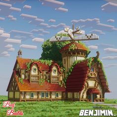 Scarletvine Mill 🌺🌾 Another exciting collab between Benji and Beef, The perfect place to grind your grain in a windswept village! 🫶 Some of you may even remember this build from our collab stream from last week! 🙌 Show some love and support if you like what you see <3 _____________________________________ 🪷FOLLOW @beef.builds and @Official_Benjimin for more! 🌱COMMENT to tell me what you think! 🌿LIKE and SAVE to show me your support! _____________________________________ 🥨Built on @baker... Minecraft Bakery, Play Bakery, Minecraft Interior, Aesthetic Cottage, Bangunan Minecraft, Easy Minecraft Houses