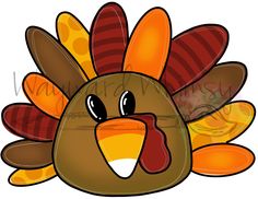 a cartoon turkey wearing a red and orange hat