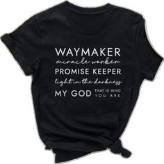 God Shirts For Women, Shirt Ideas Christian, Waymaker Shirt, Christian Shirts Funny, Faith Shirts, Highschool Outfits, Bible Verse Tees, Bible Shirts, Christian Shirts Designs