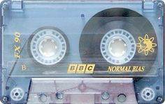 an old fashioned cassette with the words bbc normal blaxs written on it