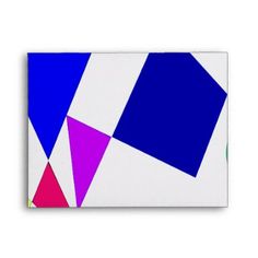 an abstract painting with blue, pink and green squares on white paper that has been folded in half