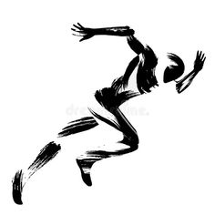 the silhouette of a woman running with her arms spread out and legs crossed royalty illustration