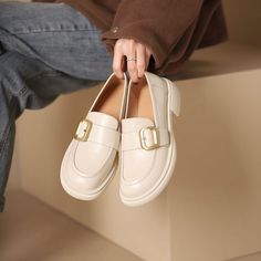 These loafers are designed in a timeless, minimal silhouette, so you'll be sure to wear them often. Made from soft leather, soft bottom that ensure all-day comfort. Wear yours with tailoring and denim alike. Color: Brown/Black/BeigeMaterial: CowhideLining: Genuine LeatherInsole: Genuine LeatherSole: RubberHeels: 3.5 cm/1.38"Fit: Medium to Wide, Runs Normal.Origin: Made in China Production Time: About 5-7 days (Any exceptional case will email you, Please pay attention to your email left) Shipping Time: Free Shipping To most locations, delivery time is approximately 5-15 days; We have paid FedEx Option, to most locations, delivery time is approximately 2-8 days. Great Shoes To Spice Up Any Outfit, From Casual Jeans To Fancy Dress. The More You Wear Them, The More Comfortable They Will Become Classic Beige Slip-ons For Office, Beige Leather Sole Slip-ons For Work, Classic Beige Slip-ons For Fall, Beige Slip-on Business Moccasins, Cream Leather Flat Slip-ons, Cream Slip-on Flats For Office, Beige Platform Loafers With Rubber Sole, Beige Leather Slip-on Shoes With Leather Footbed, Beige Faux Leather Round Toe Flats