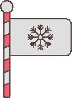 Snowflake Flag Icon In Gray And Red Color. Flag Icon, Red Color, Flag, Red